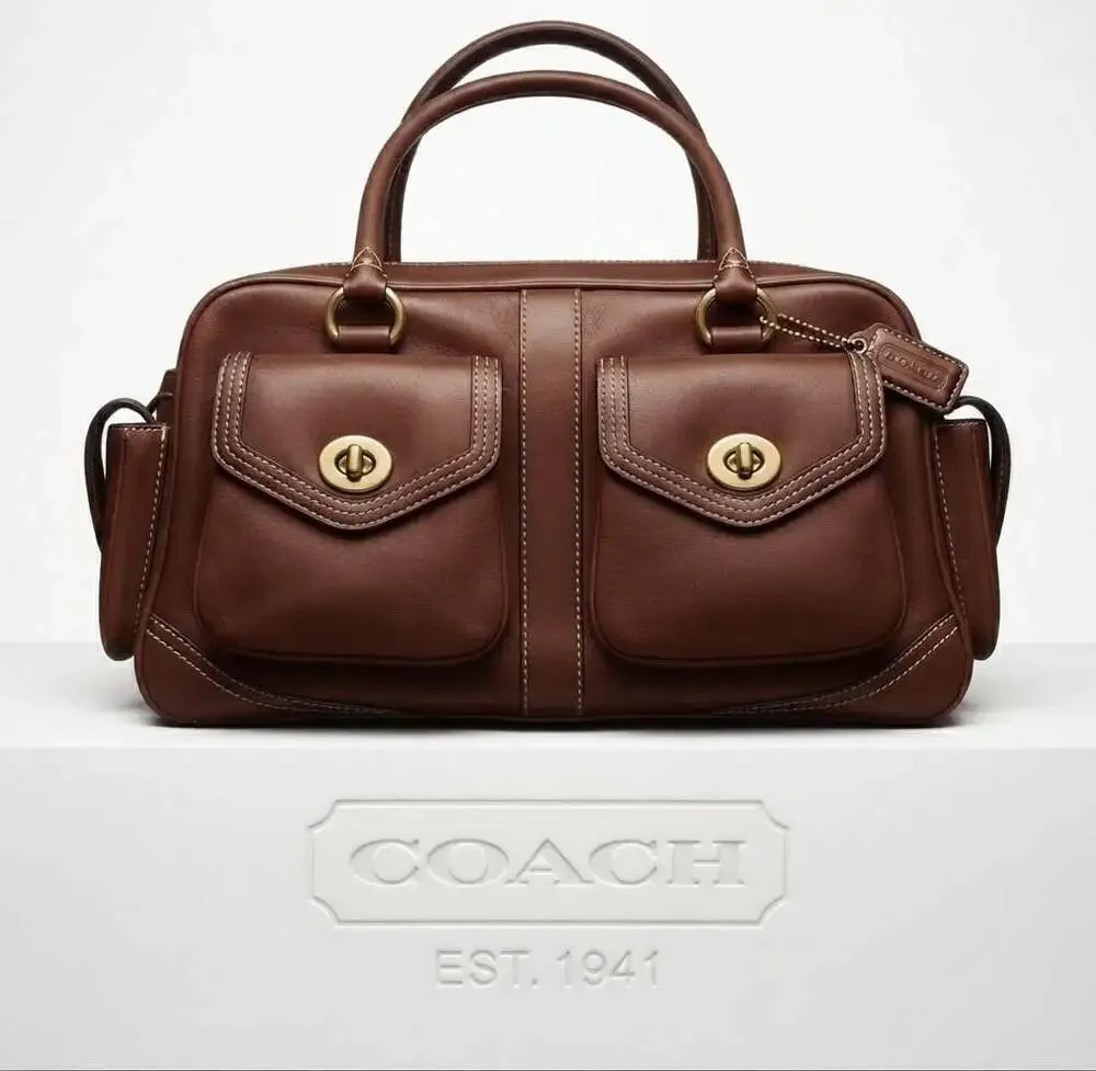 Coach Vintage Legacy Leather Turnlock Satchel Bag Brown